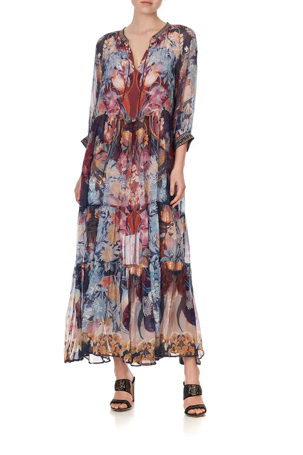 Camilla Nouveau Nights Long Gathered Panel Dress Print Size XXL / AU 18 - Image 1