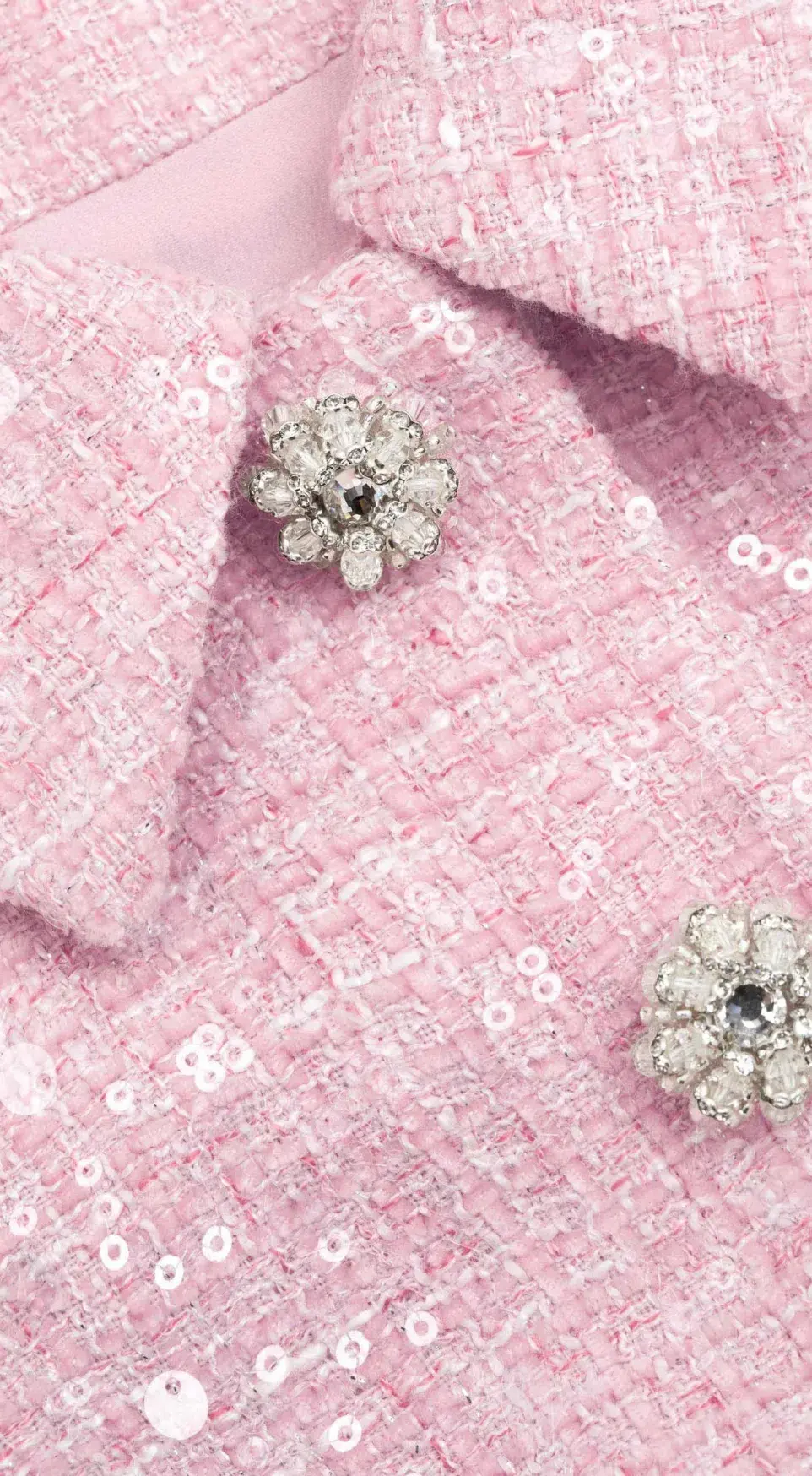 Self Portrait Boucle Tailored Mini Dress Pink Sequin Size AU 4 for rent on The Volte - main image