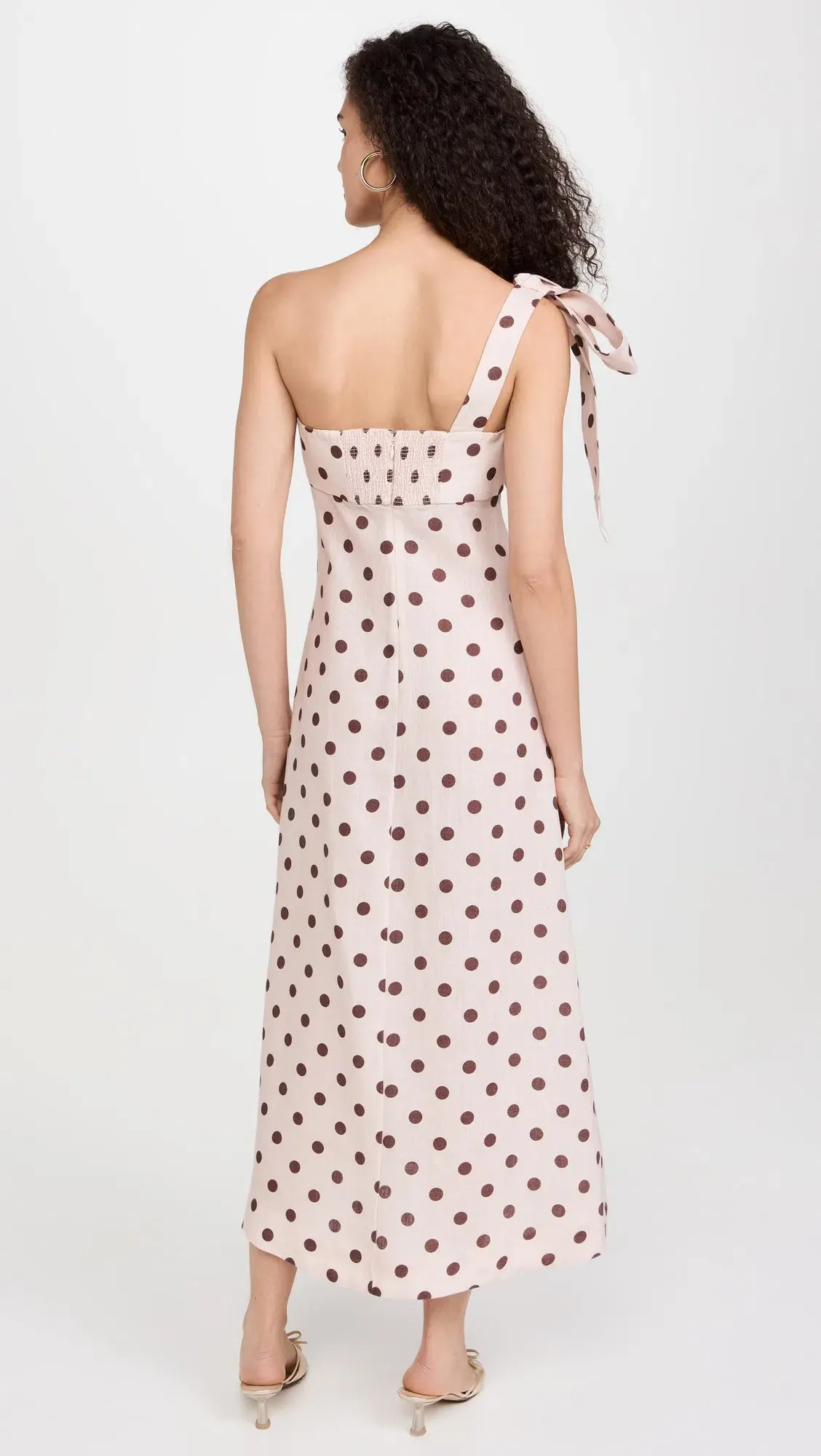 Zimmermann Acacia One Shoulder Midi Dress in Cream/Tan Dot Size 1 / AU 10 - Image 3