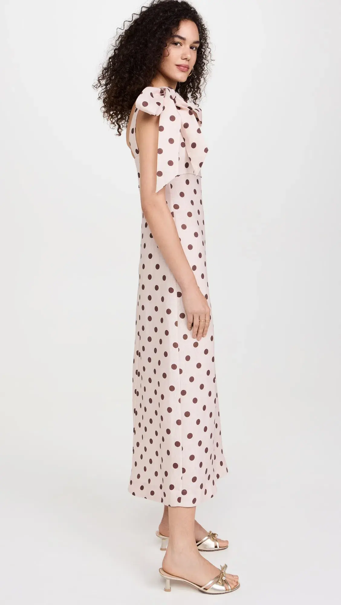 Zimmermann Acacia One Shoulder Midi Dress in Cream/Tan Dot Size 1 / AU 10 - Image 4