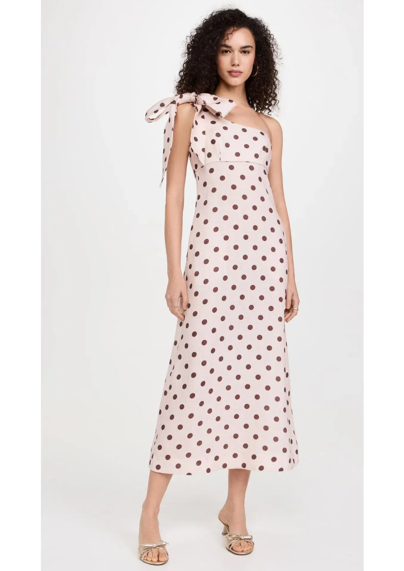 Zimmermann Acacia One Shoulder Midi Dress in Cream/Tan Dot Size 1 / AU 10 - Image 1
