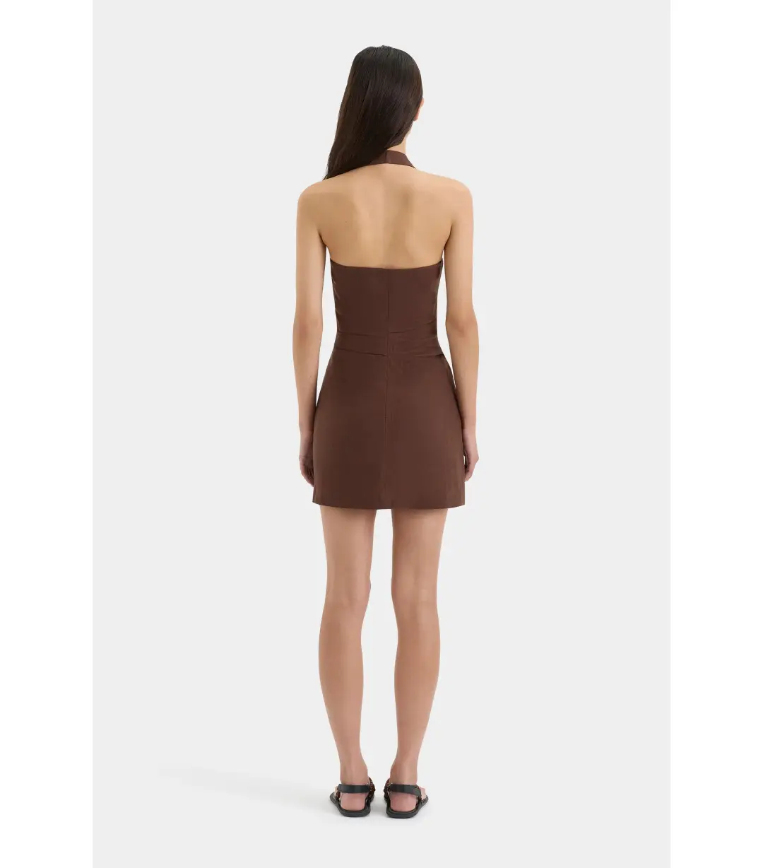 Sir the Label Noemi Halter Mini Dress in Chocolate Size AU 4  for rent on The Volte - main image