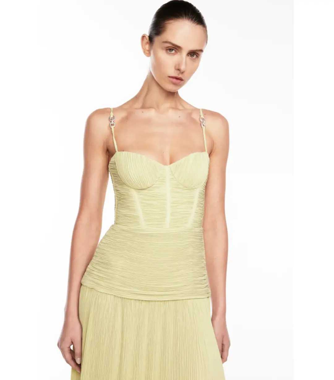 Manning Cartell Double Time Pleat Dress Pistachio Size AU 8 for rent on The Volte - main image