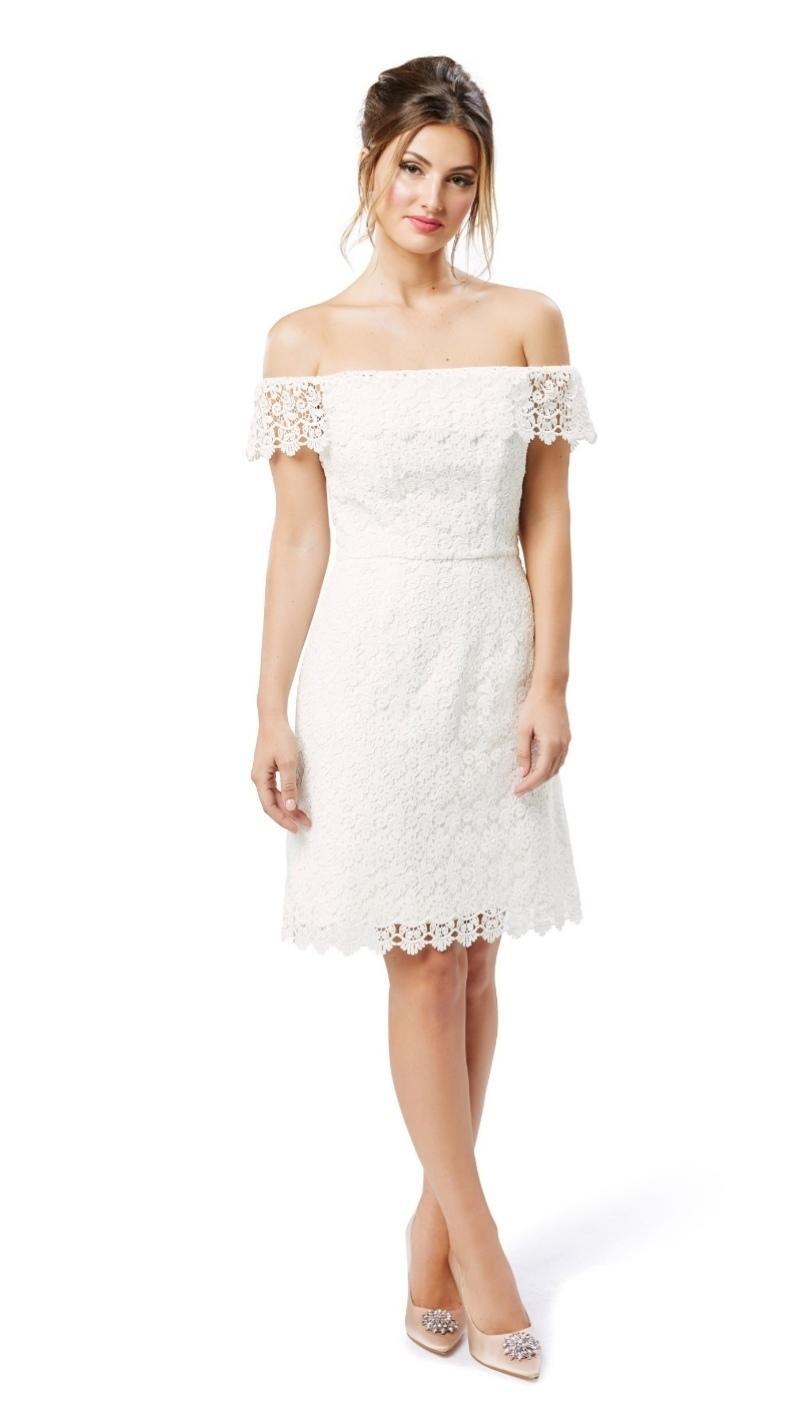 Review Off the Shoulder Lace Dress White Size 10 - Image 1