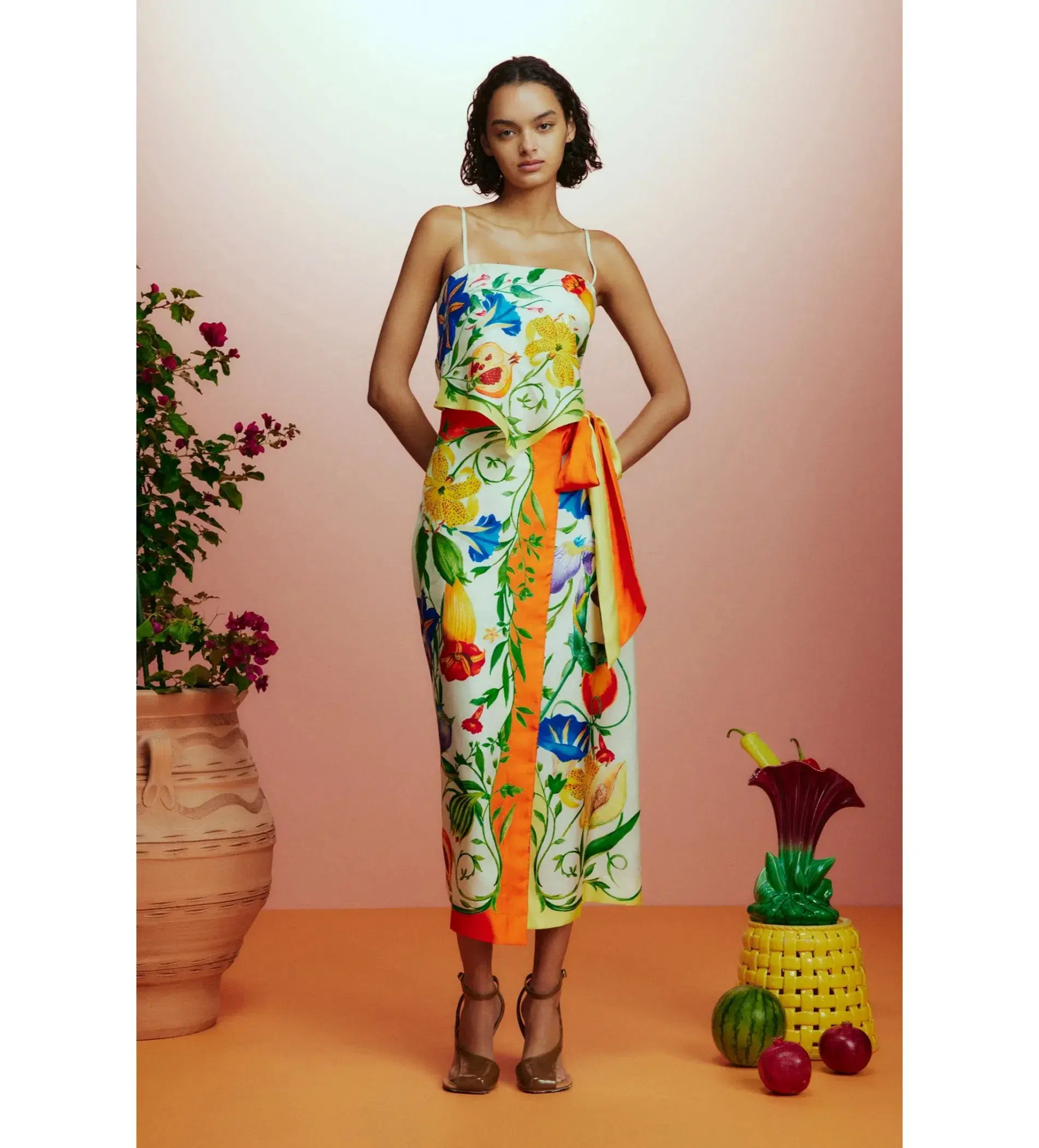 Alemais Flores High Waisted Short and Scarf Top Set Print Size AU 8  - Image 1