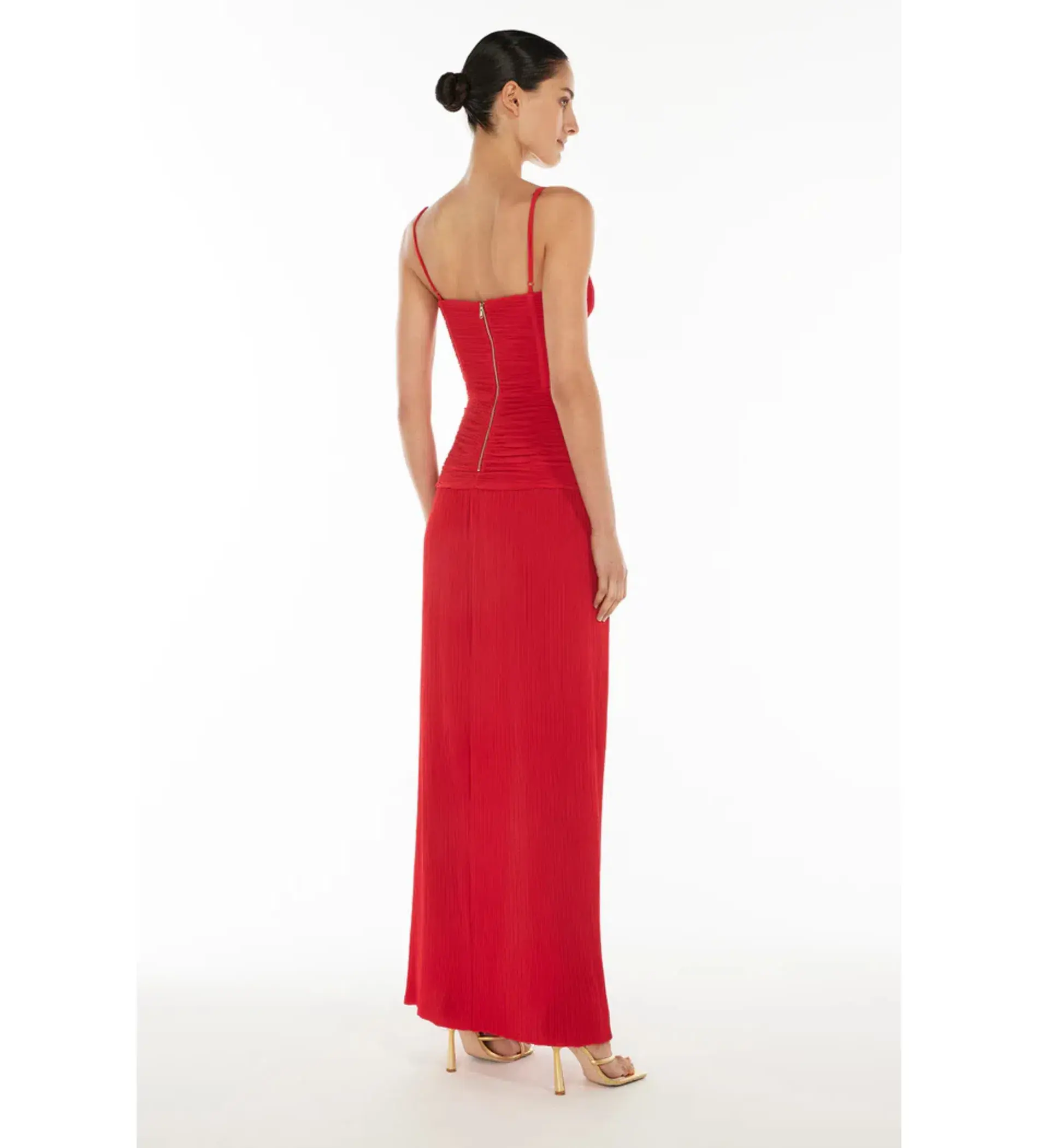 Manning Cartell Double Time Pleat Dress Red Size AU 14 - Image 3