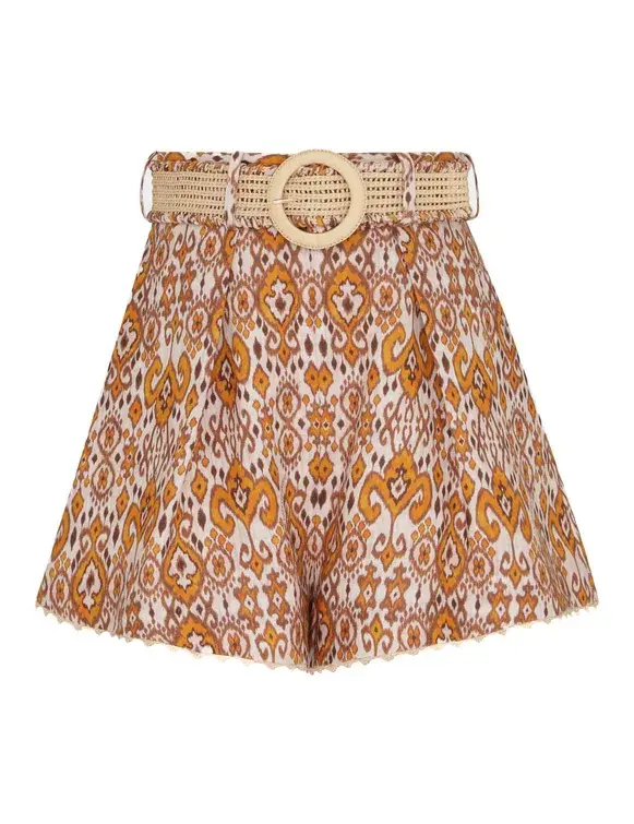 Zimmermann Wylie Relaxed Shirt Size 0P / AU 6 and Fitted Short Size  1 / AU 10 Set in Orange Ikat  - Image 4