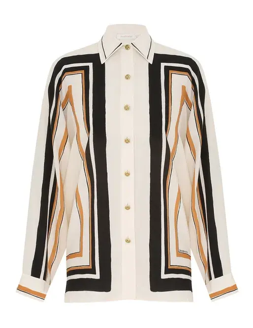 Zimmermann Silk Shirt Size 0P/Au 6 and Draw Waist Pant Size 1/Au 10 in Set Stripe  - Image 2