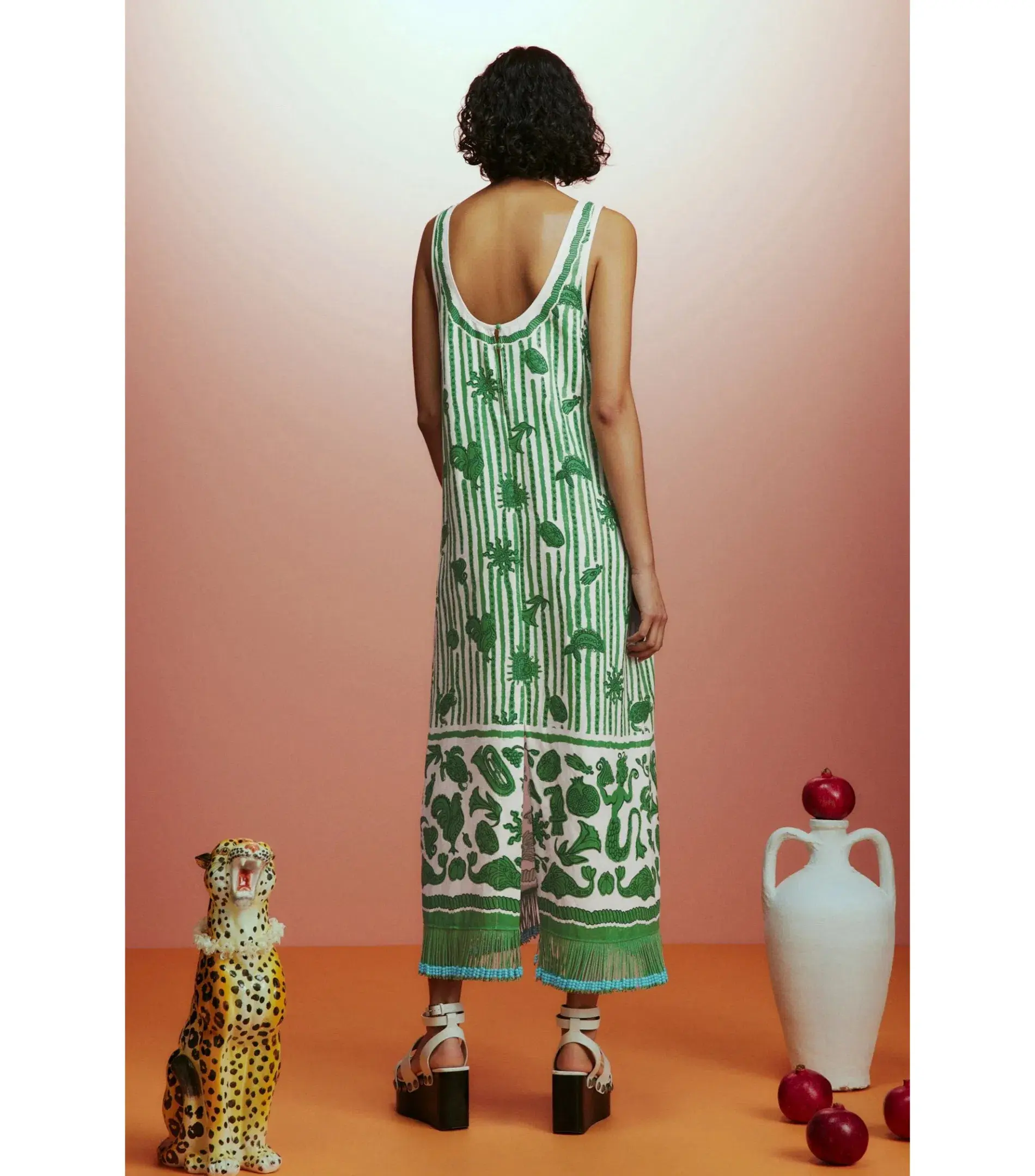Alemais Lulu Sleeveless Mini Dress Green Print Size AU 10 - Image 5