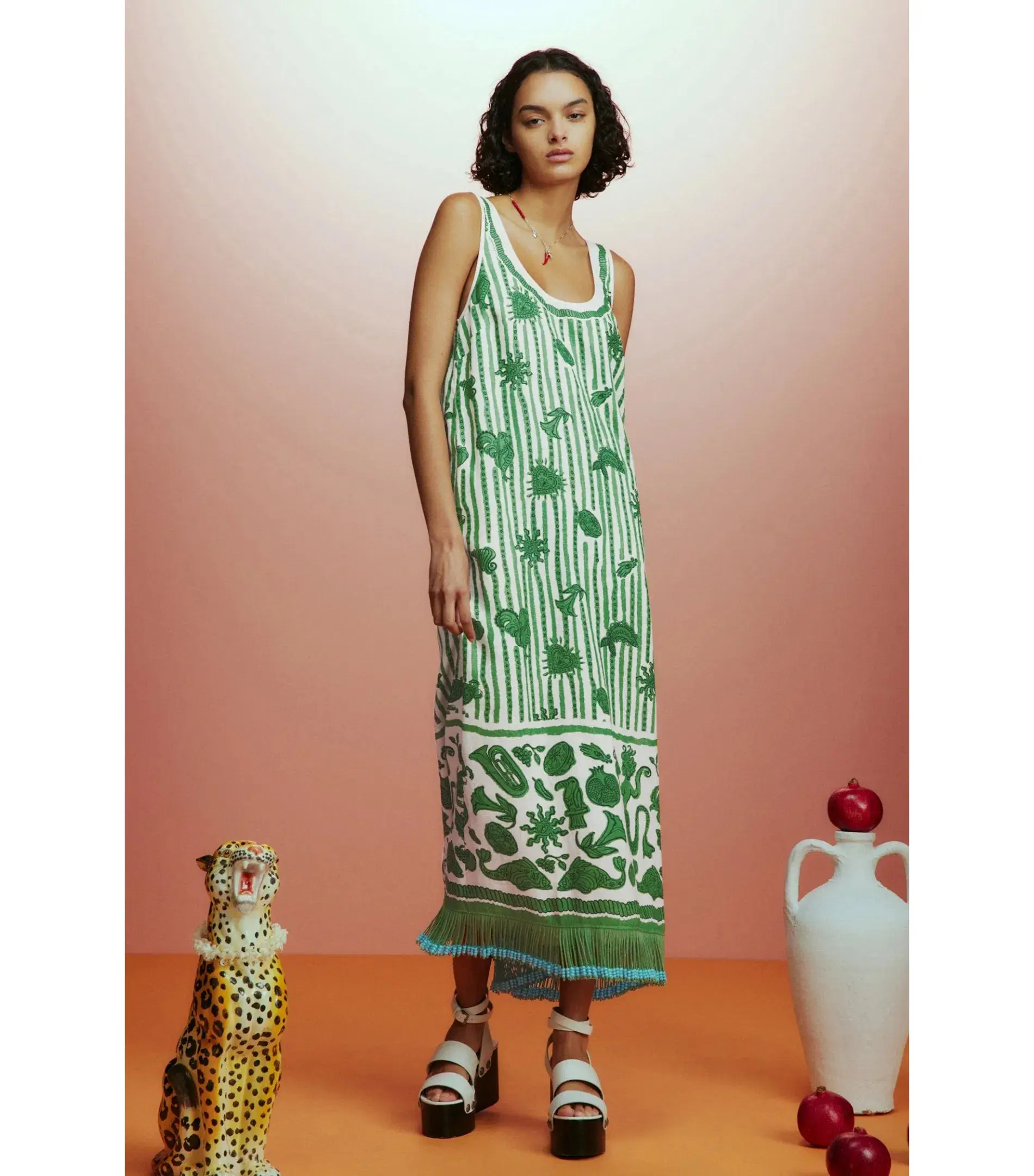 Alemais Lulu Sleeveless Mini Dress Green Print Size AU 10 - Image 1