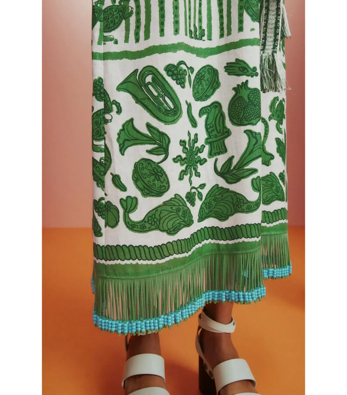 Alemais Lulu Sleeveless Mini Dress Green Print Size AU 10 - Image 4