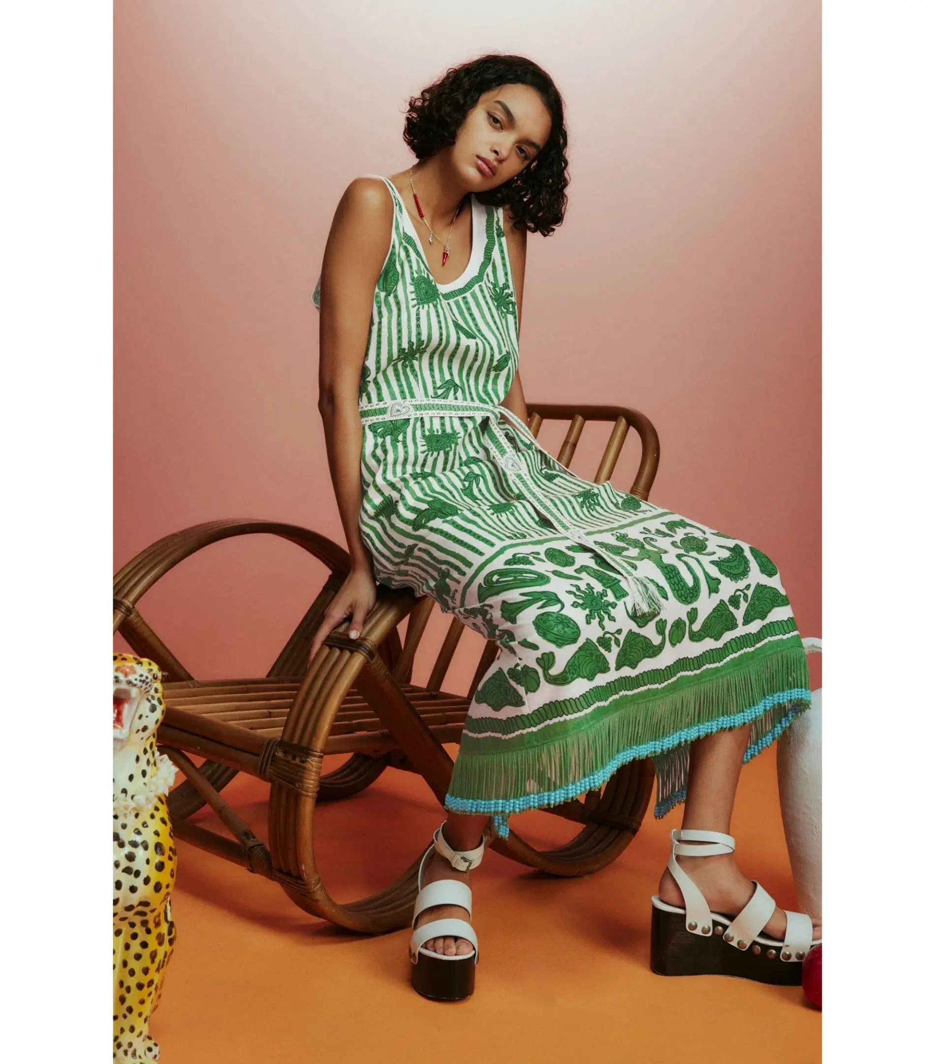 Alemais Lulu Sleeveless Mini Dress Green Print Size AU 10 - Image 2