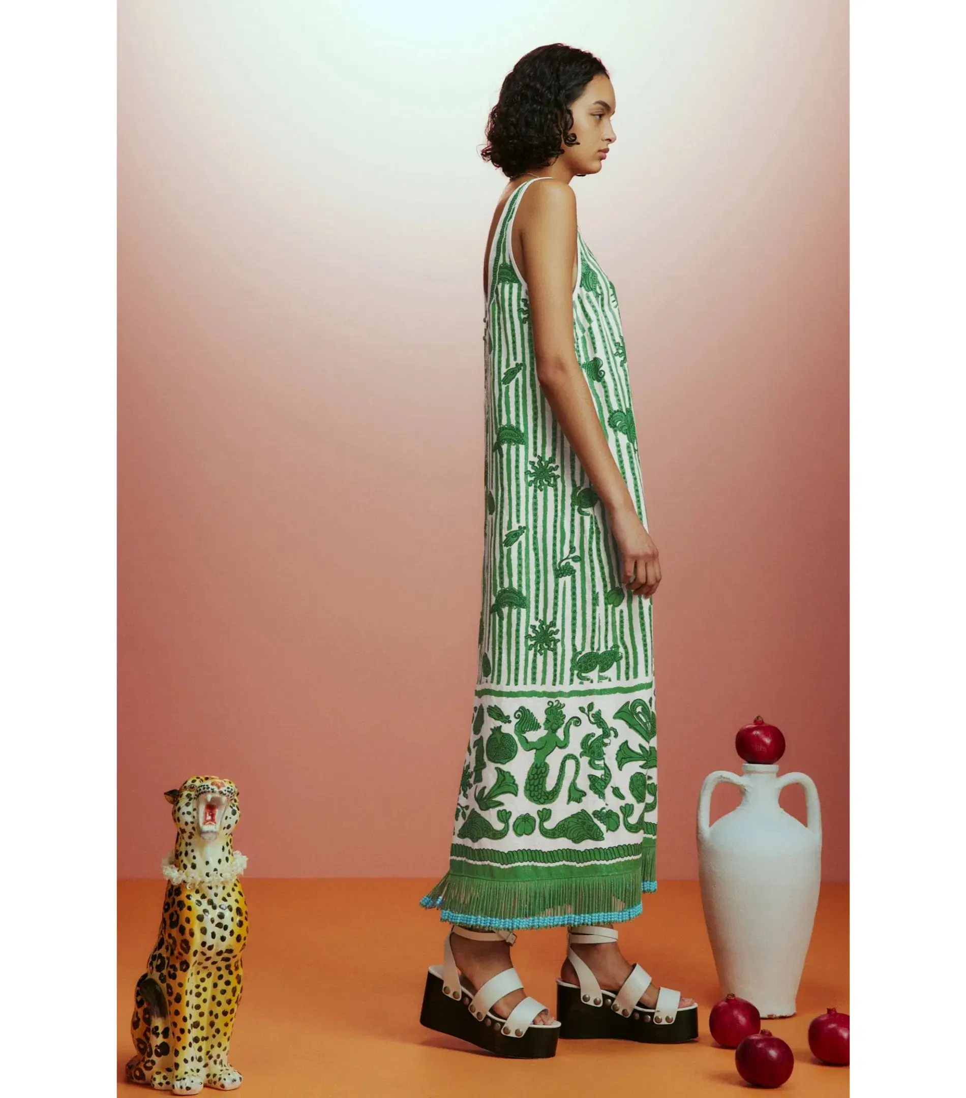Alemais Lulu Sleeveless Mini Dress Green Print Size AU 10 - Image 3