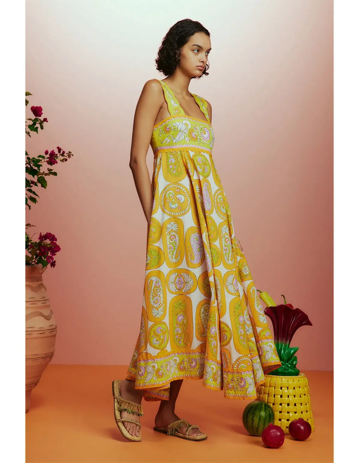 Alemais Diana Summer Dress Yellow Print Size AU 8  - Image 2