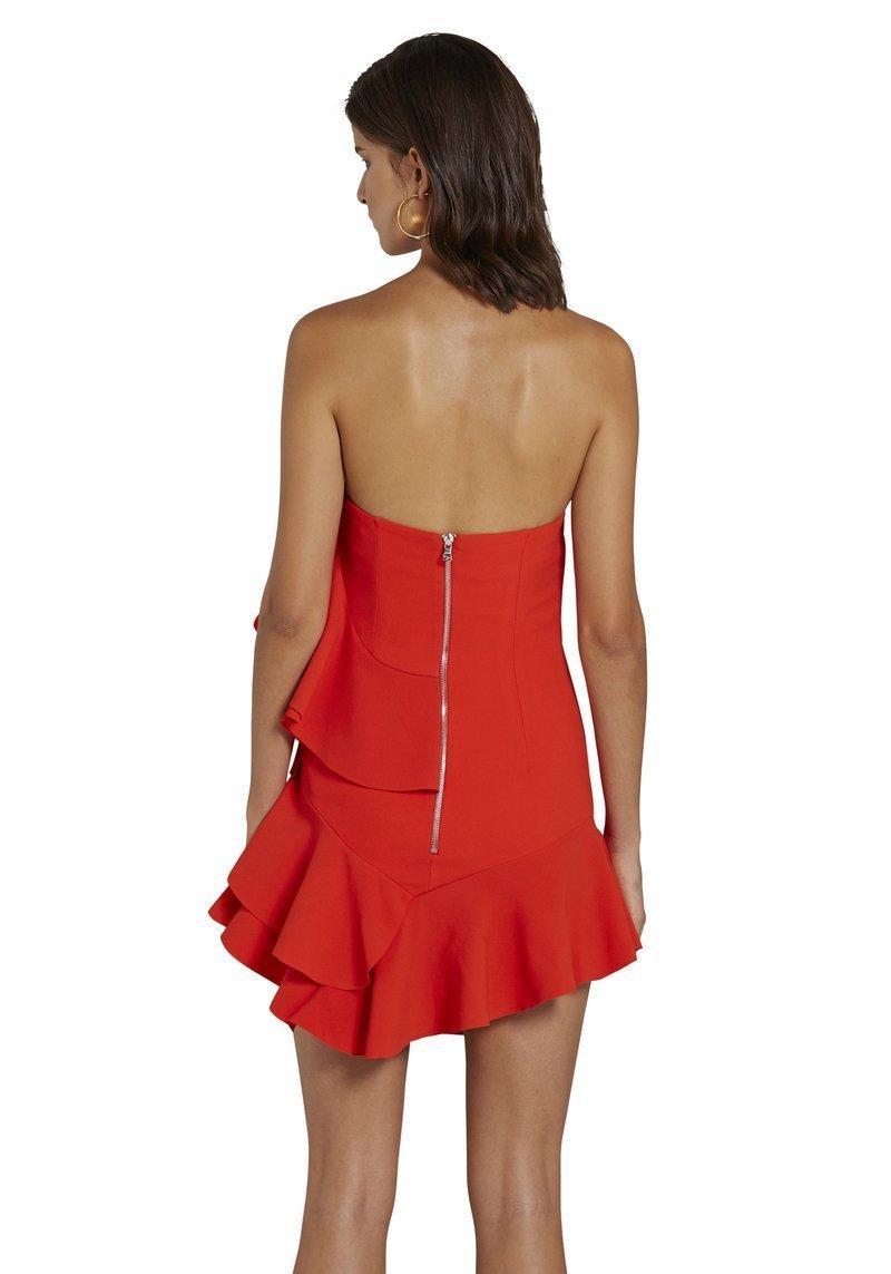 By Johnny Lily Strapless Flounce Mini Dress in Scarlet Size 10  - Image 2
