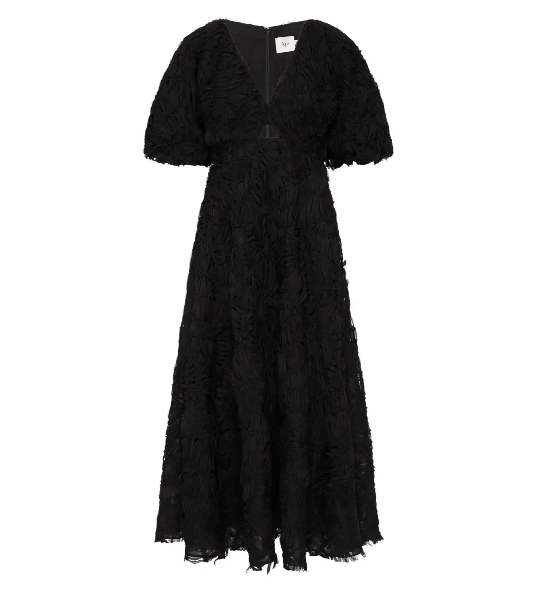 Aje Florential Textured Midi Dress Black Size AU 16 for rent on The Volte - main image