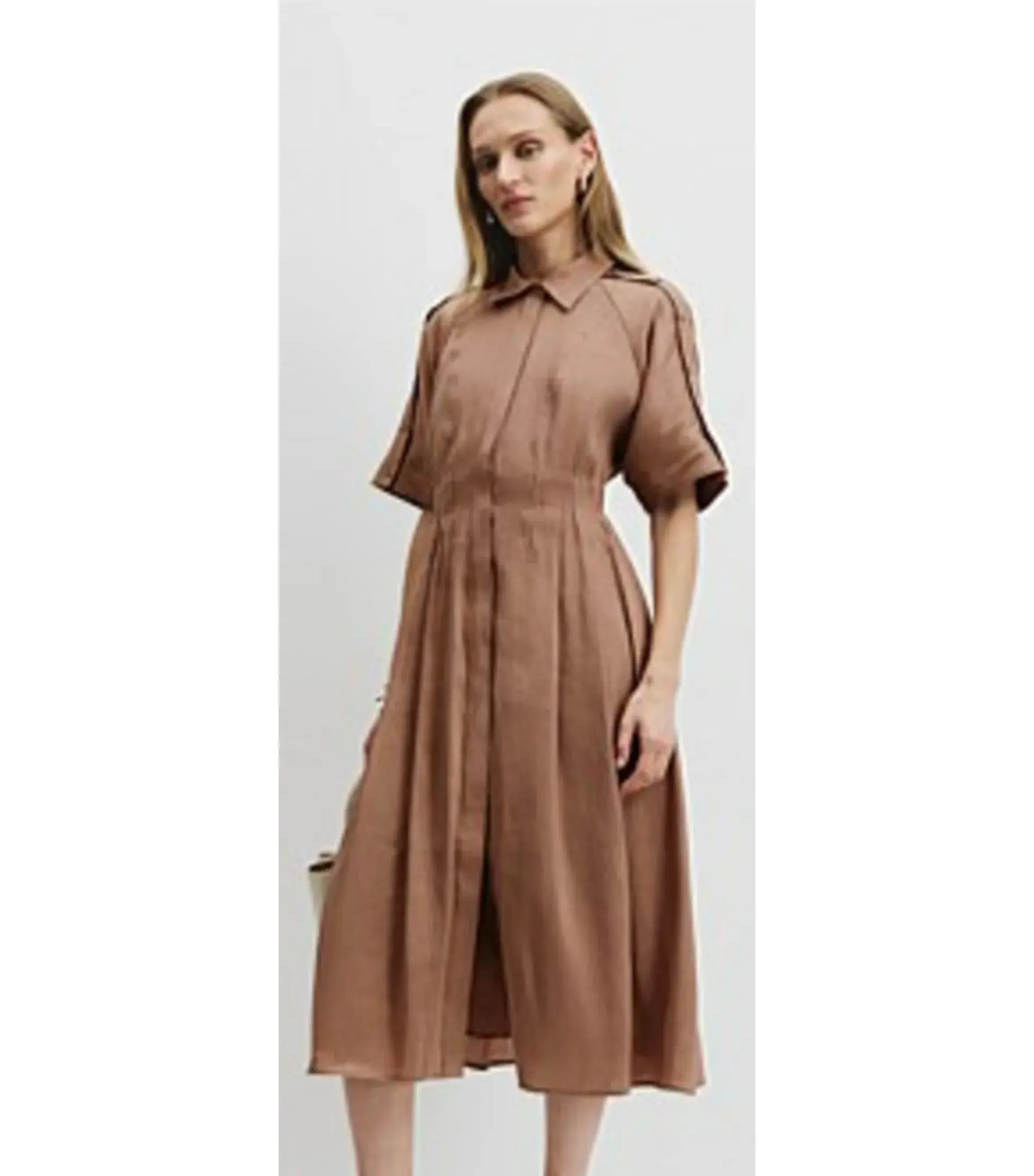 Country Road Cinched Shirt Dress in Nutmeg Size 12 - Image 2
