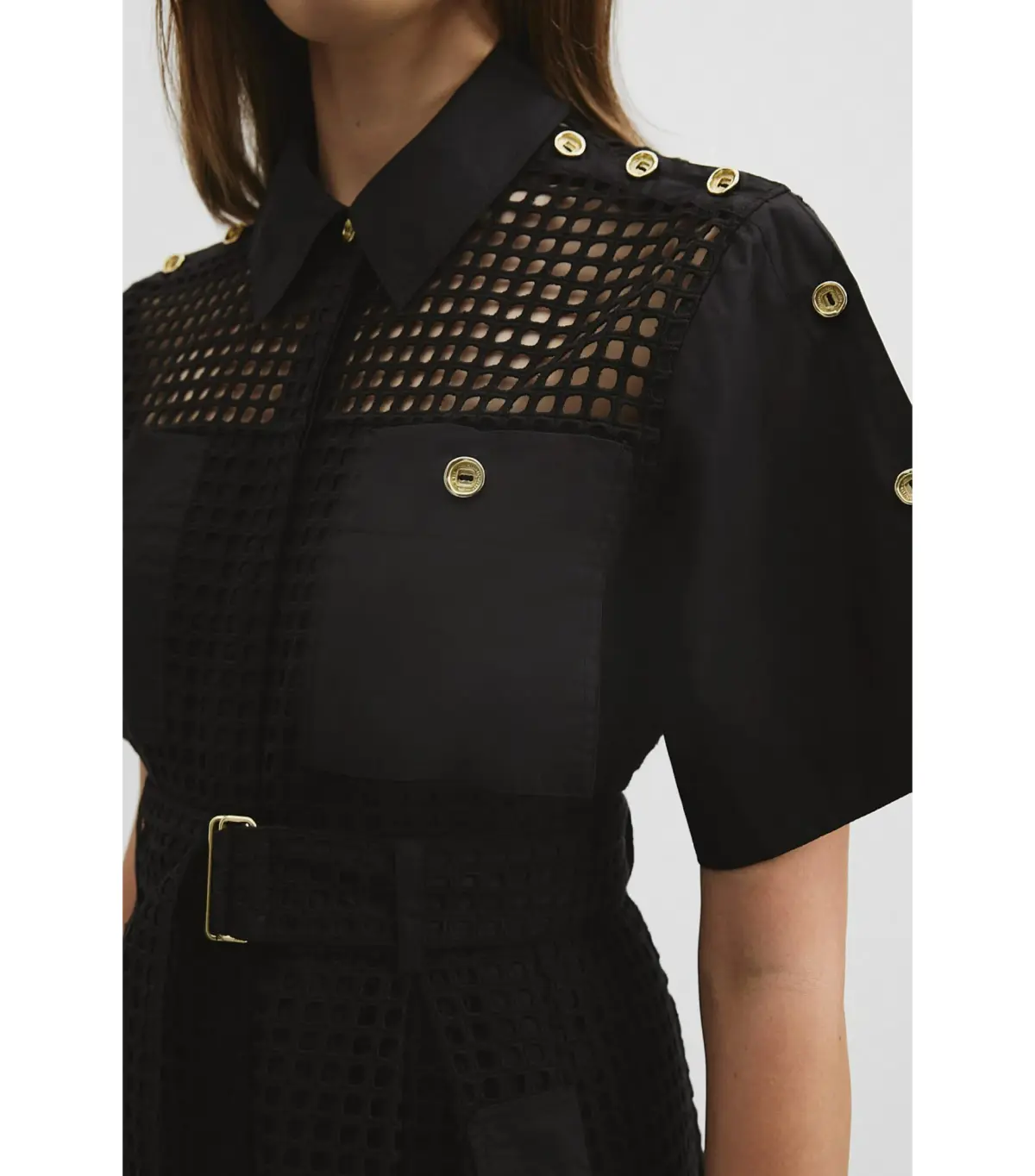 Country Road Utility Mesh Midi Dress Black Size 12 - Image 3