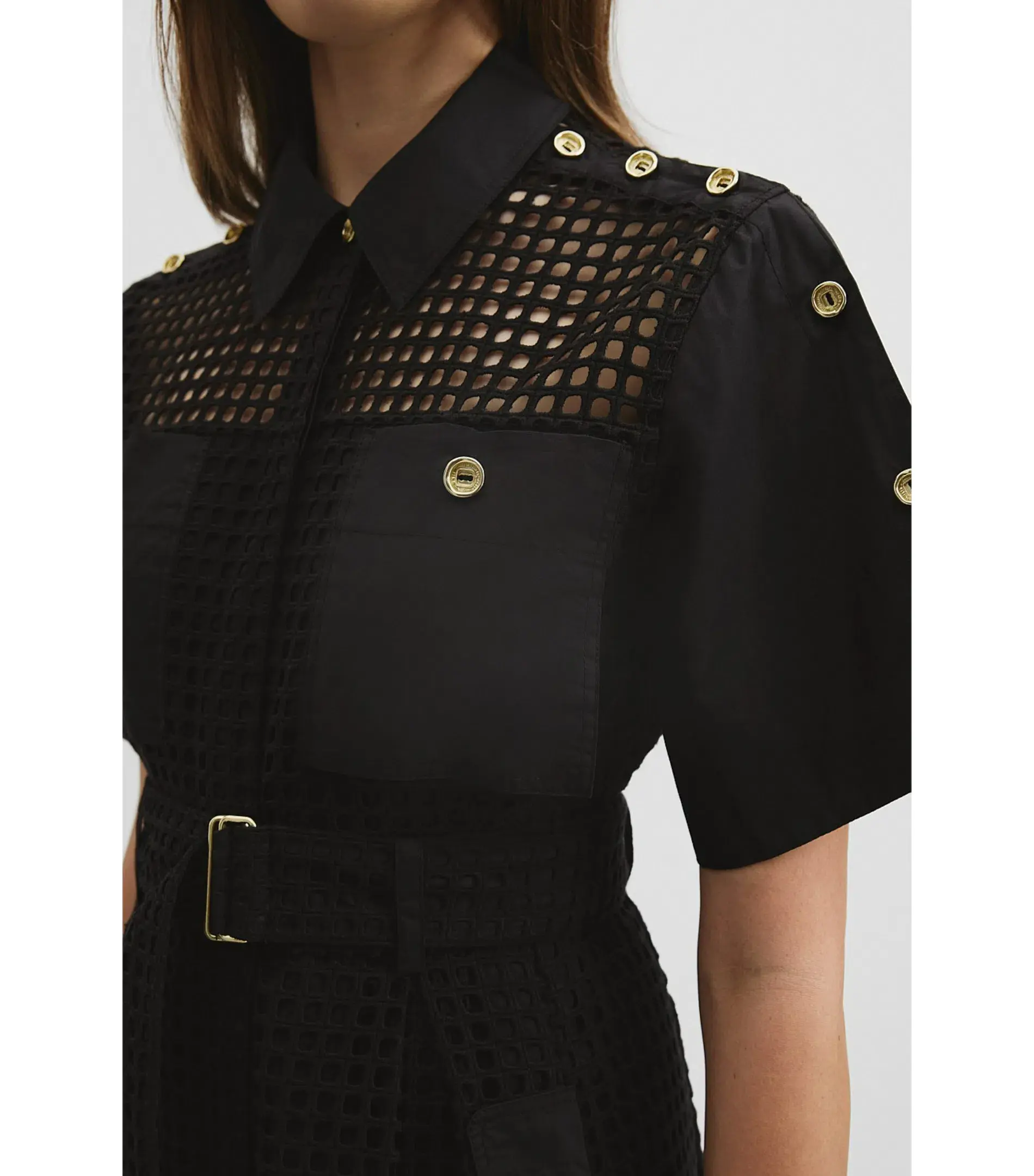 Country Road Utility Mesh Midi Dress Black Size 12 - Image 3