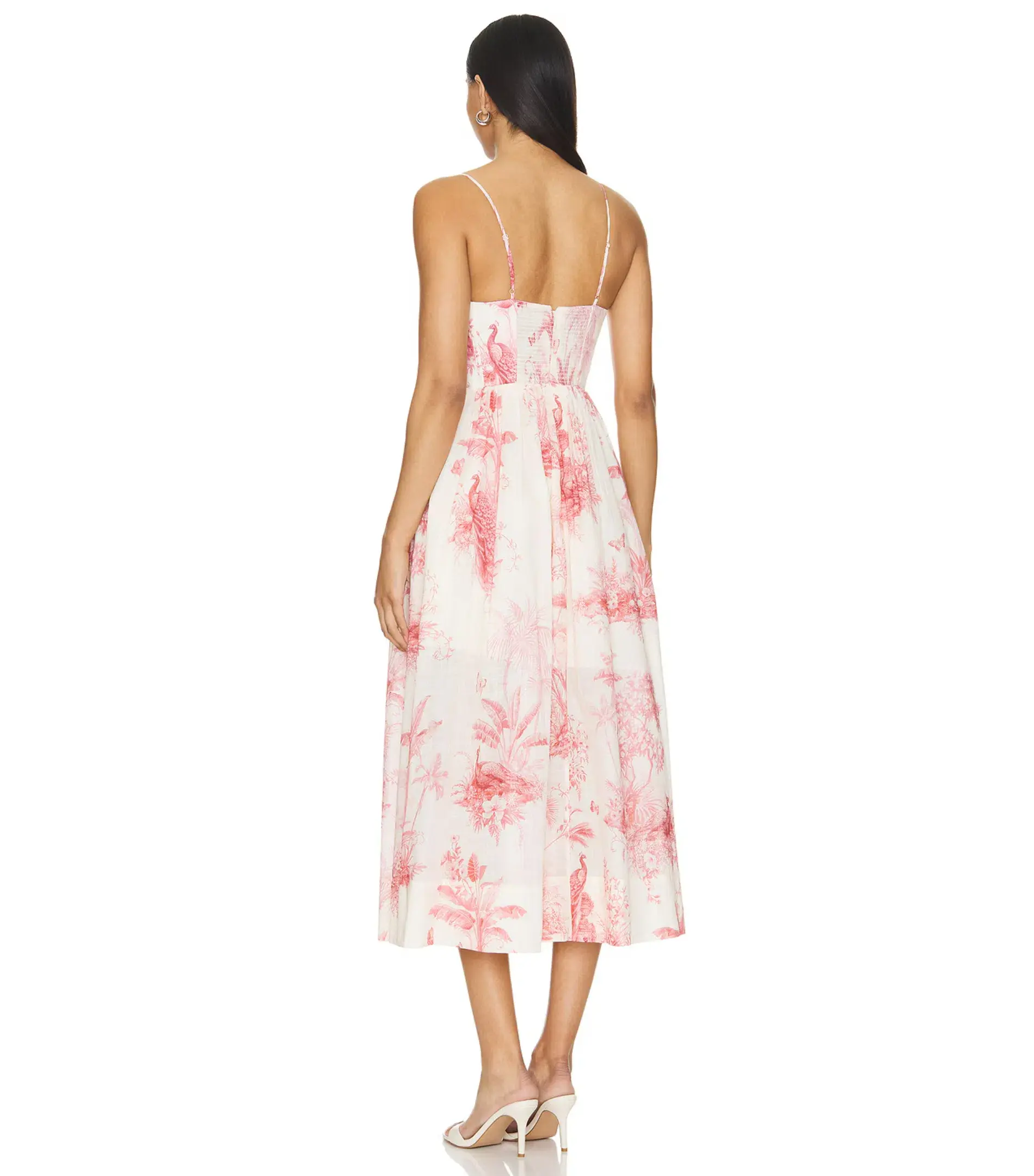 Zimmermann Waverley Corset Midi Dress in Pink Palm Size 0 / AU 8  - Image 2