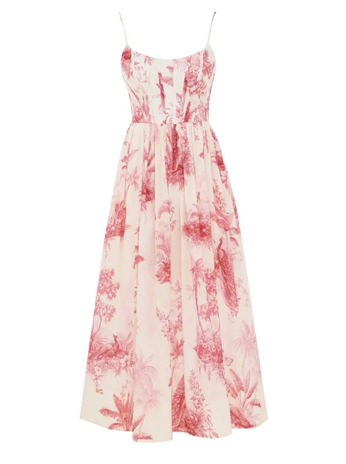 Zimmermann Waverley Corset Midi Dress in Pink Palm Size 0 / AU 8  - Image 3