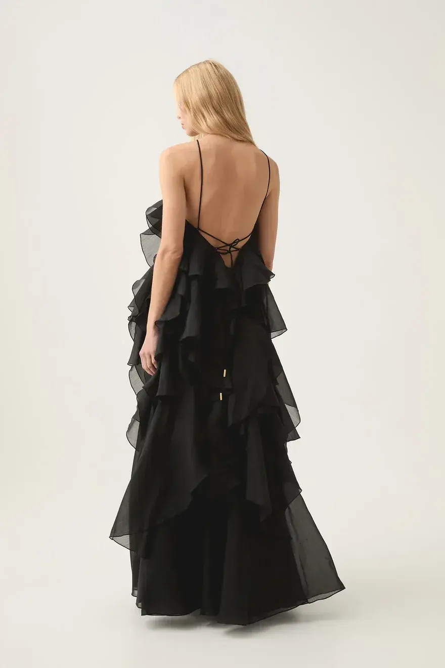 Aje Pandorea Layered Maxi Dress Black Size AU 4 - Image 4