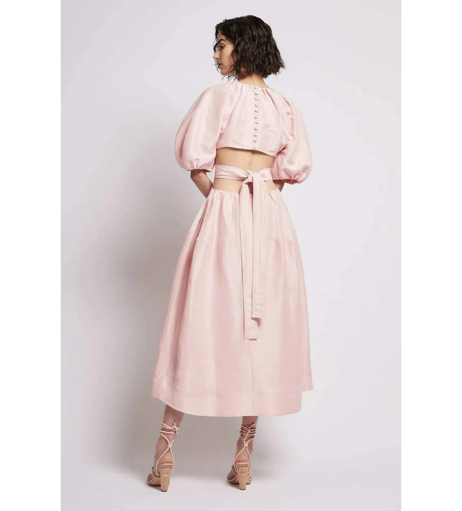 Aje Mimosa Soft Pink Cut Out Midi Dress Soft Pink Size AU 6 - Image 4