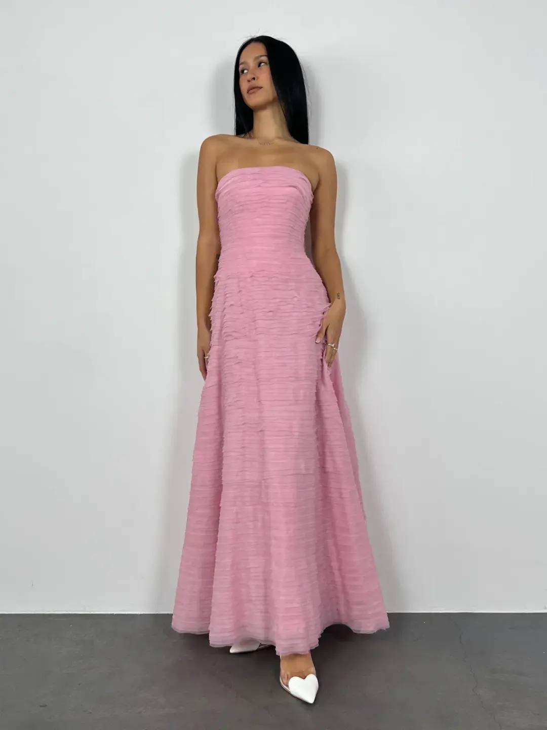 Aje Soundscapes Maxi Dress in Chalk Pink Size 6  for rent on The Volte - main image