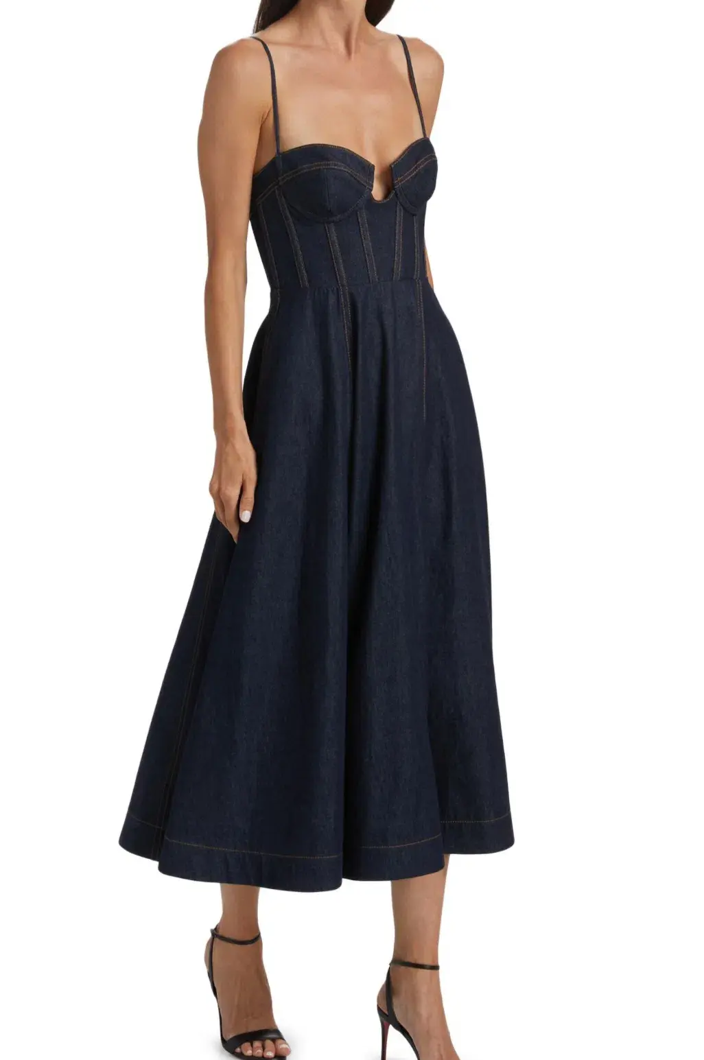 Zimmermann Crush Denim Bustier Midi Dress Navy Size 0P/Au 6  - Image 4