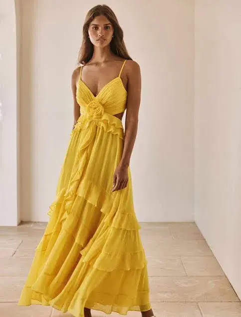 Forever New Harper Ruffle Maxi Dress Daffodil Size 8 - Image 6