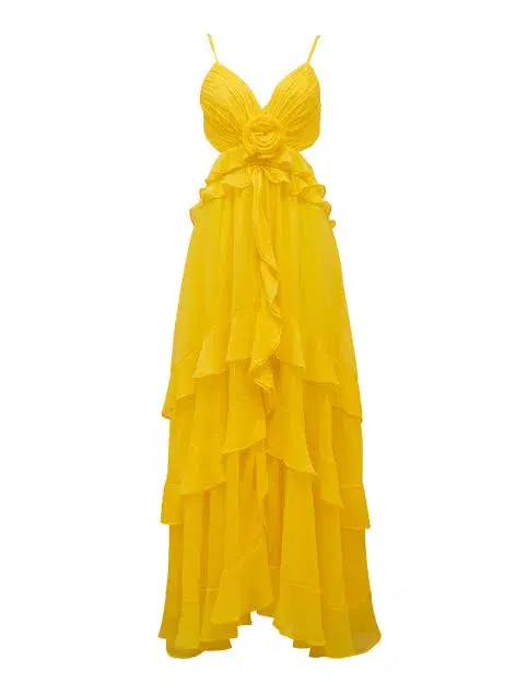 Forever New Harper Ruffle Maxi Dress Daffodil Size 8 - Image 7
