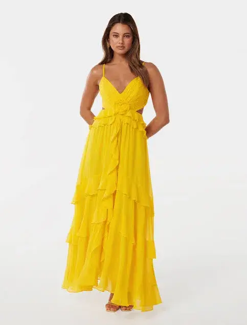 Forever New Harper Ruffle Maxi Dress Daffodil Size 8 - Image 1