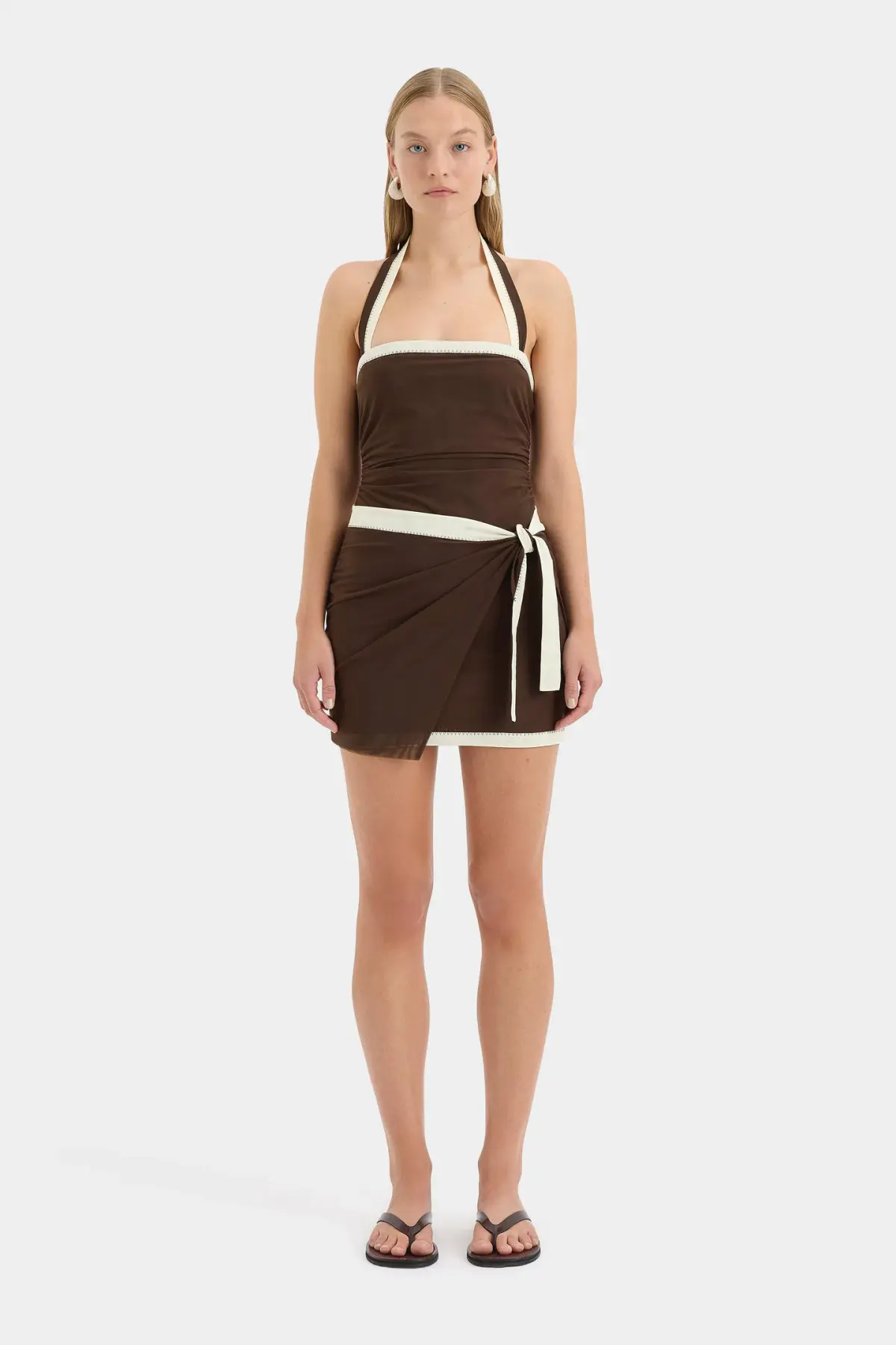 Sir the Label Jacques Mini Dress Chocolate Size 6  - Image 1