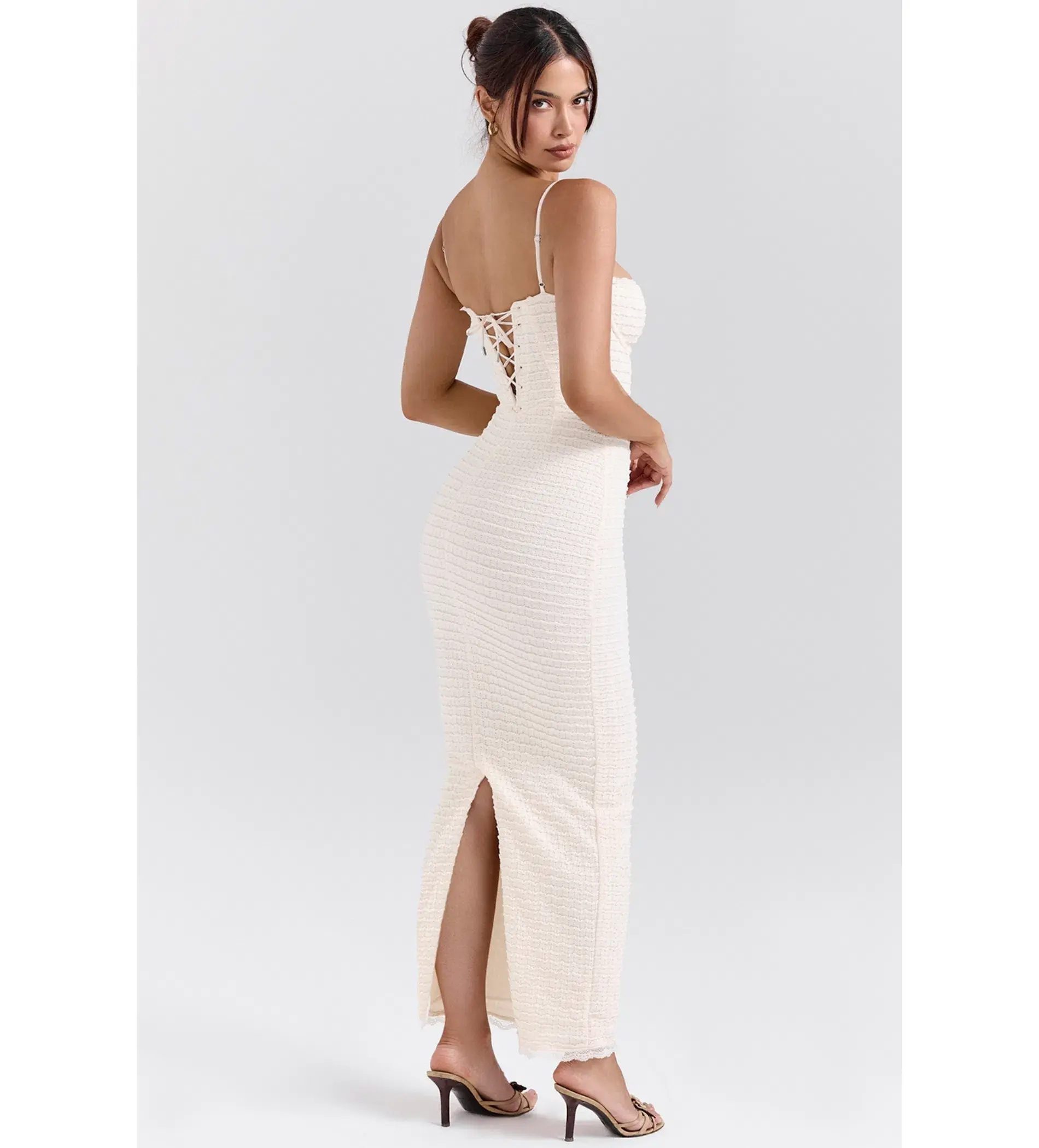 House of CB  Elinor Midi Dress Cream Tea Frill Size 8 - Image 2