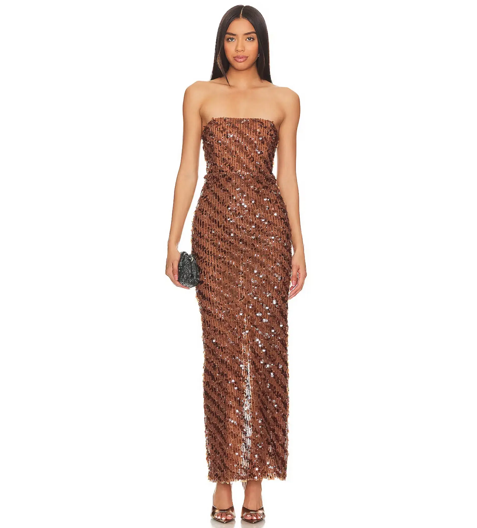 Camila Coelho Cartagena Maxi Dress Brown Small/Au 8 - Image 3