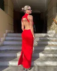 Effie Kats Ambre Gown In Cherry Red Size 6 / XS for rent on The Volte - main image