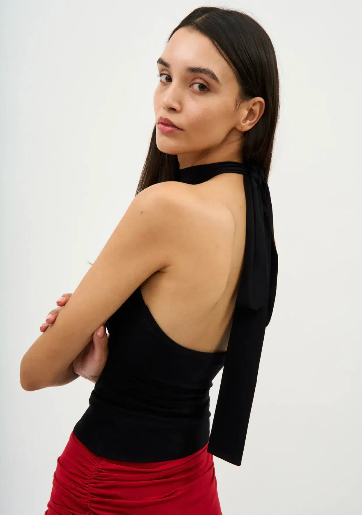 Magda Butrym Halterneck Jersey Top Black Size 8 - Image 3