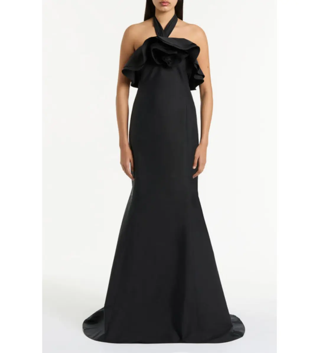 Carla Zampatti Silk Dupion Rose Gown Black Size 10  for rent on The Volte - main image