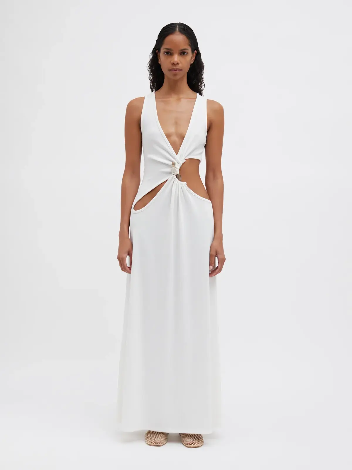 Christopher Esber Stone Cavern Tank Maxi Dress White Size 10 - Image 1