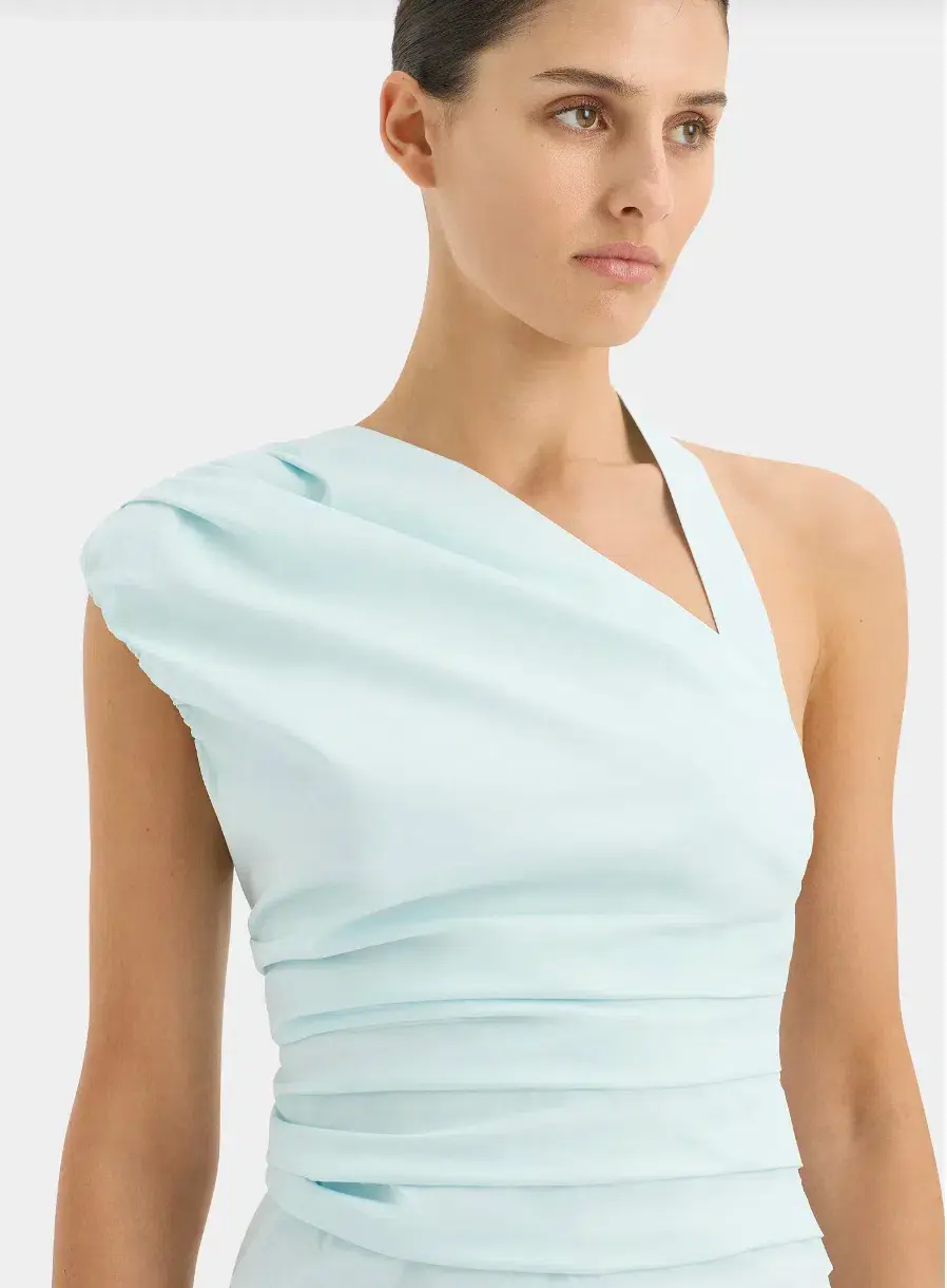 Sir the Label The Azul Gathered Mini Dress in Ice Blue Size 1 / AU 8 - Image 2