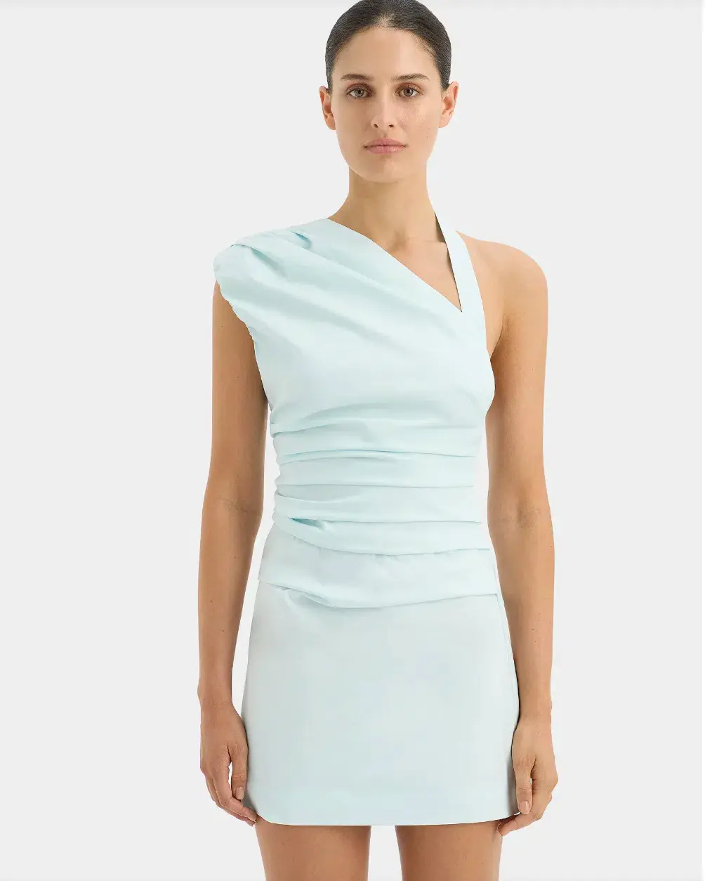 Sir the Label The Azul Gathered Mini Dress in Ice Blue Size 1 / AU 8 - Image 5
