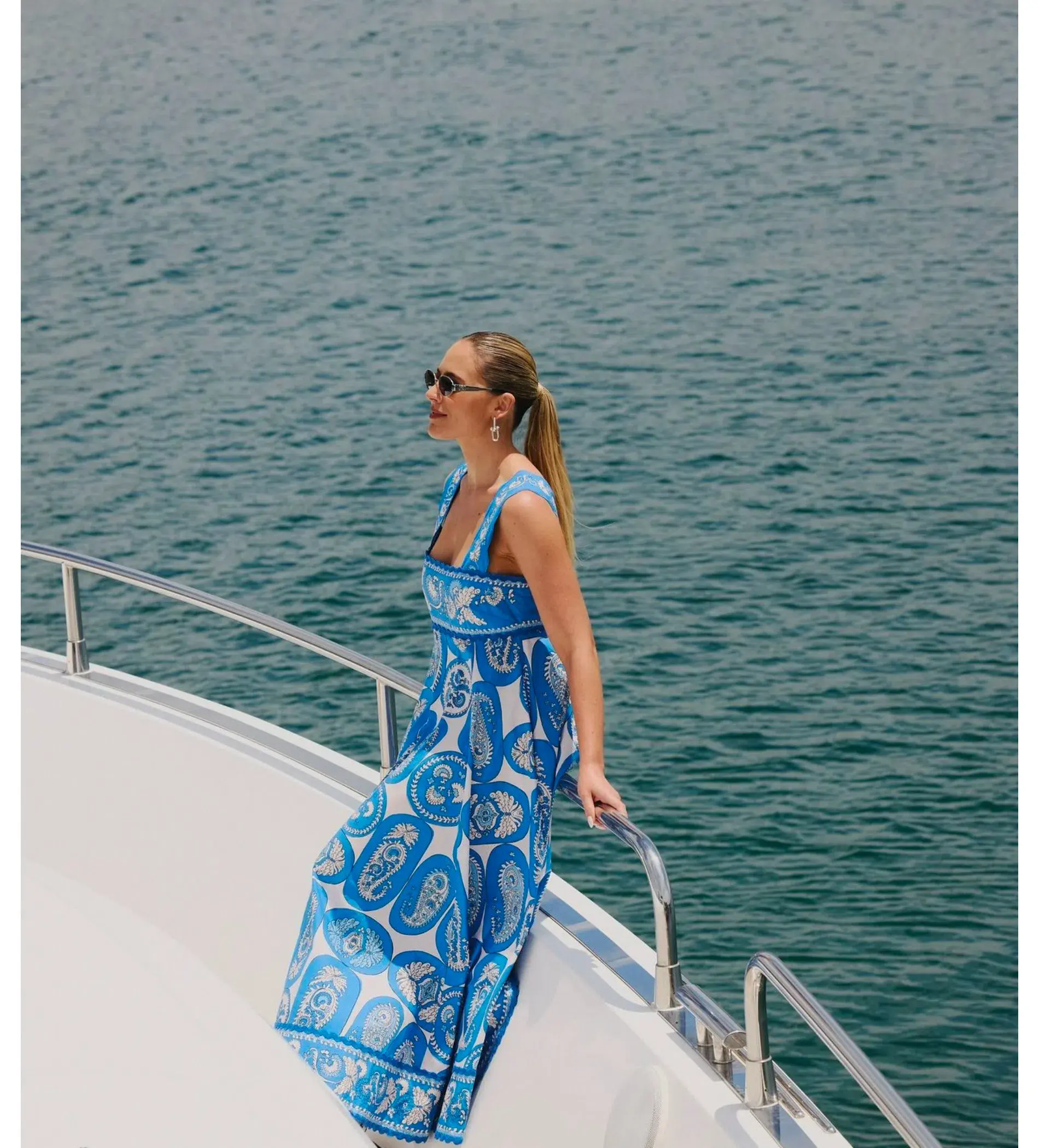 Alemais Dianna Summer Dress Paisley Blue/White Print Size AU 12 - Image 2