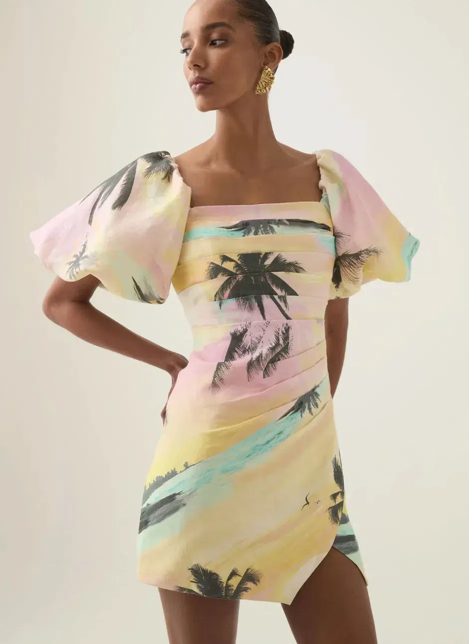Aje Paradise Wrap Front Mini Dress Sunset Sky Size 14 - Image 4