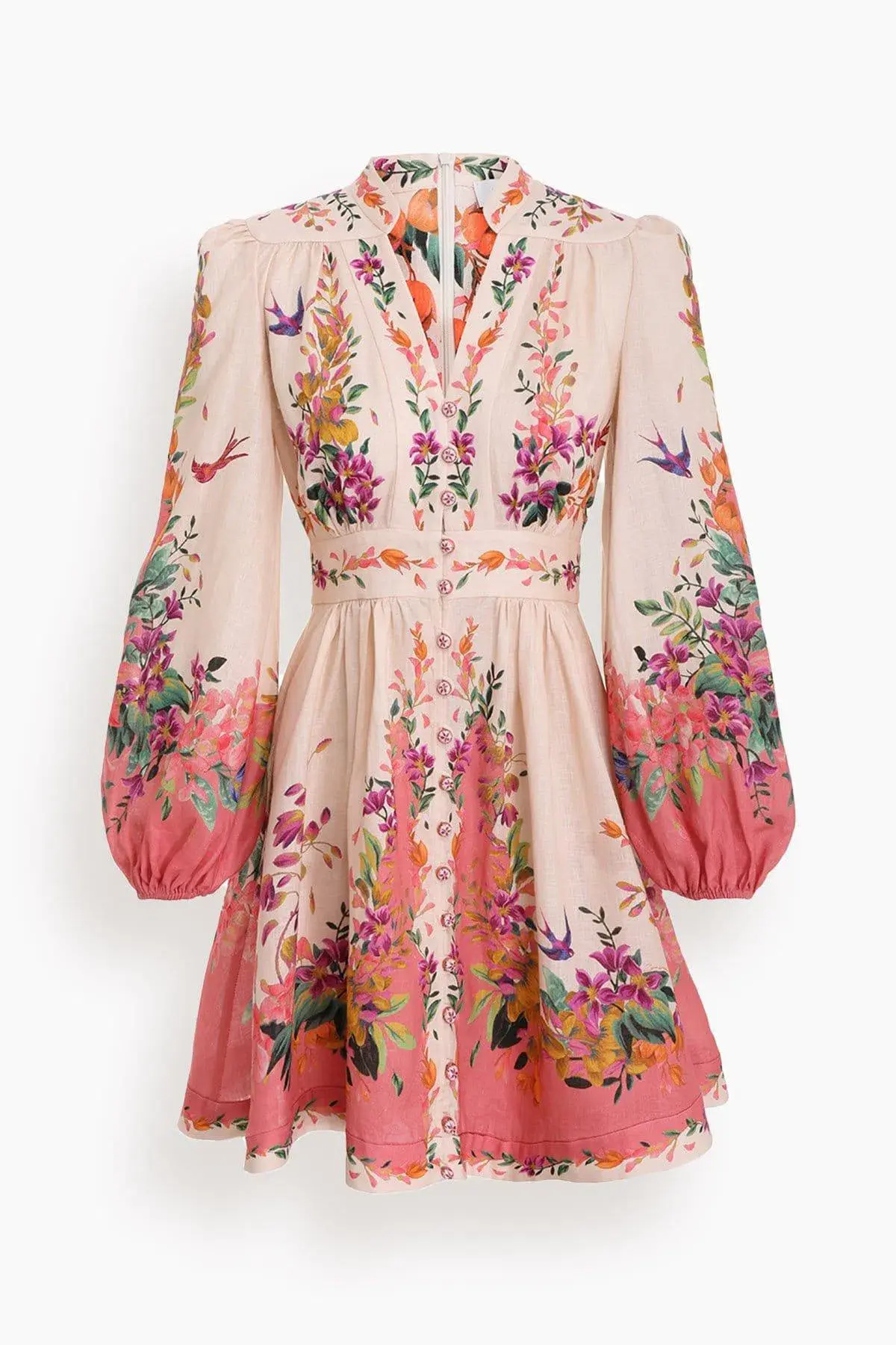 Zimmermann Tropicana Plunge Mini Dress Cream Floral Size 3 / AU 14 - Image 4