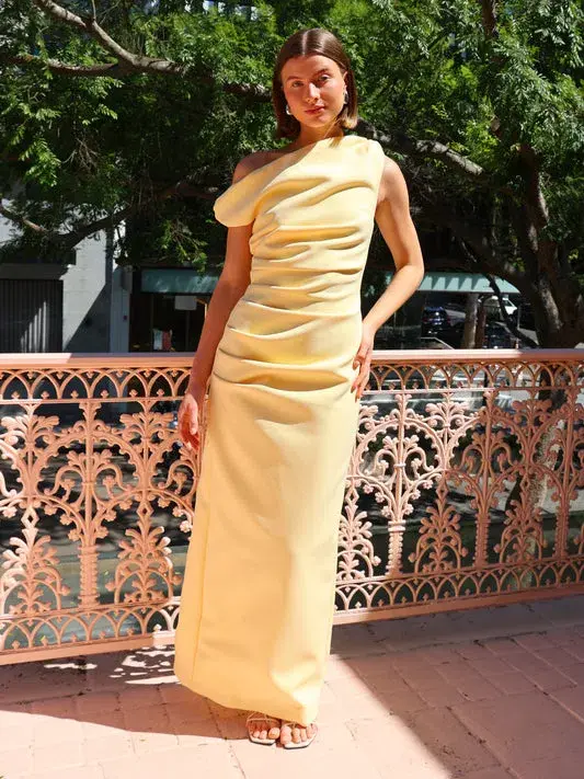 By Nicola Vivian Crepe Maxi Dress Lemon Size 10  - Image 1
