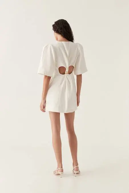 Aje Hunter Twisted Mini Dress Ivory Size 8 - Image 3