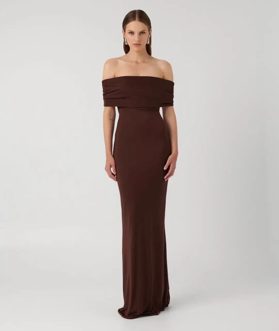 Effie Kats Viela Gown Cocoa Brown Size M (10 AU) for rent on The Volte - main image