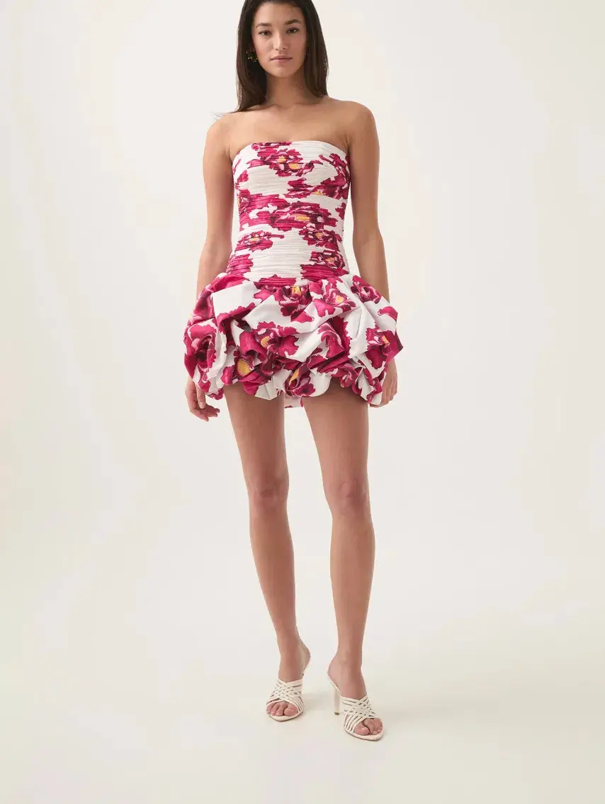Aje Violette Bubble Hem Mini Dress Boldly Blooming Size 10 for rent on The Volte - main image