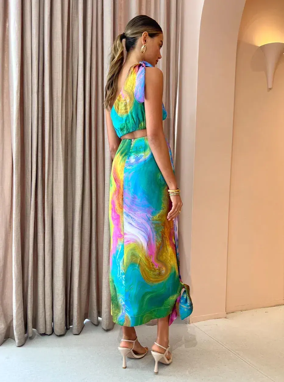 Alemais Irving Knot Midi Dress Multi Size 8  - Image 2