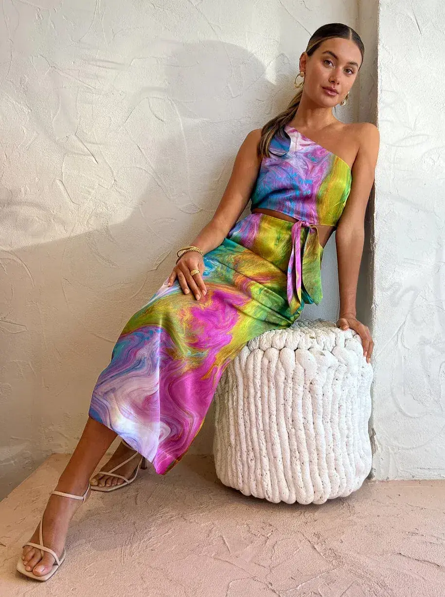 Alemais Irving Knot Midi Dress Multi Size 8  - Image 5